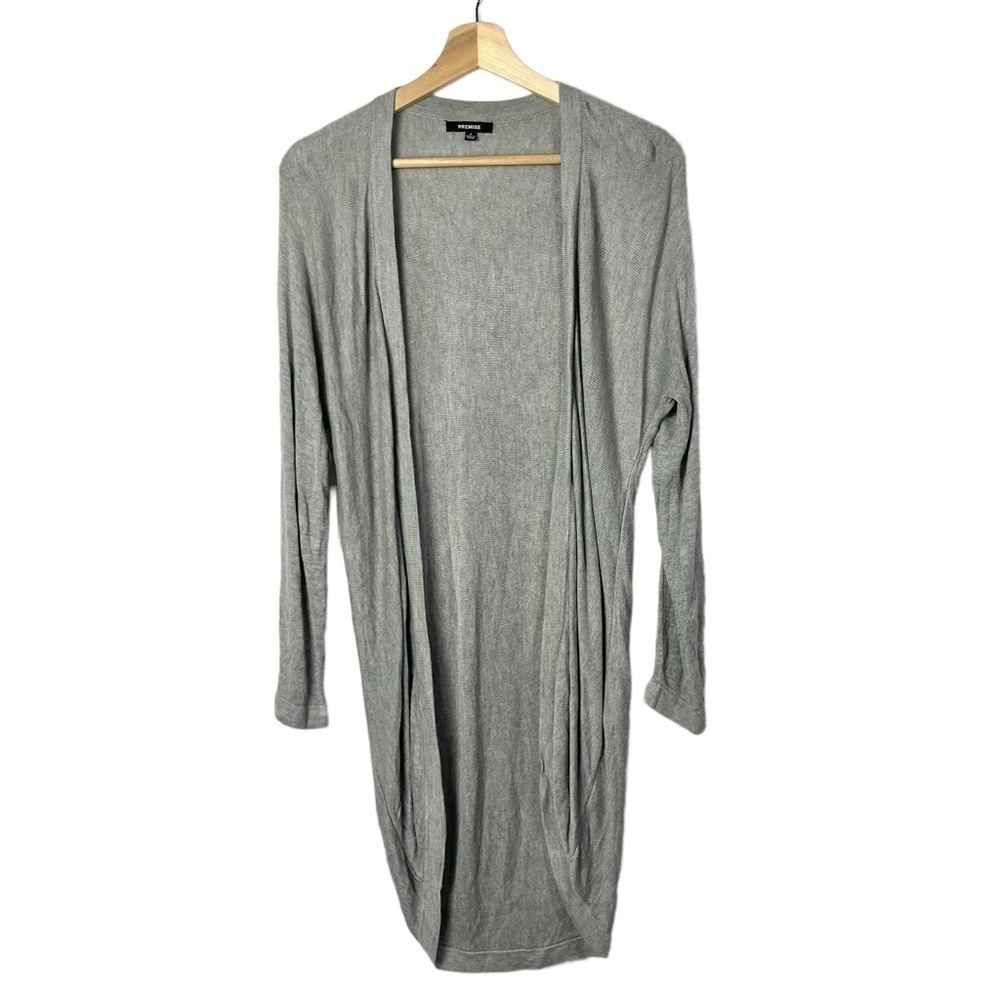 Premise Light Gray Mid Length Lightweight Duster Cardigan Sweater S
